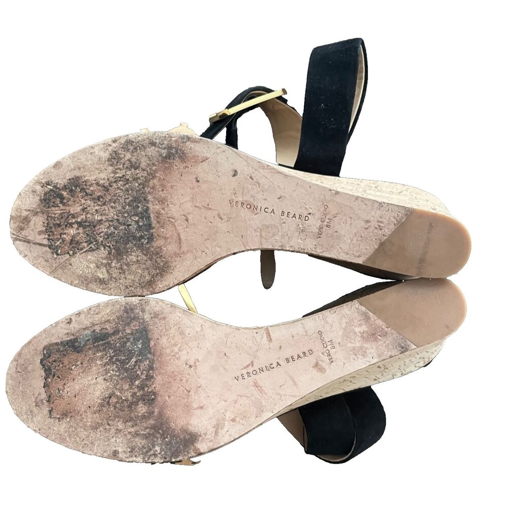 Veronica Beard Hurley Cross Ankle Strap Platform Wedge Sandal Leopard Print 8M - Picture 7 of 8